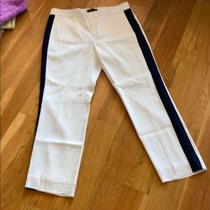 Banana Republic cream and black stripe pants.